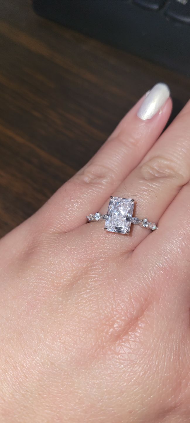Customer photo review of S925 Sparkle 3.5Ct Radiant Cut Engagement Ring For Women In Sterling Silver