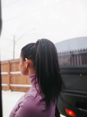 Customer photo review of Straight Wrap-around Magic Velcro With Clip In Human Hair Ponytail Extension
