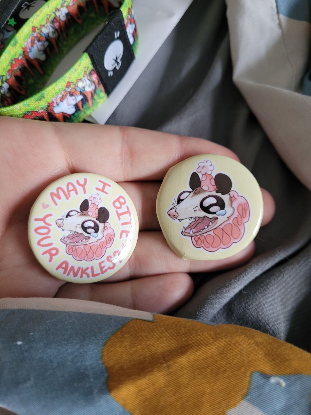 Customer photo review of Party Opossum Buttons