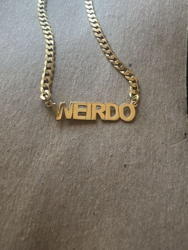 Customer photo review of Block Mini Name Necklace with Cuban Chain