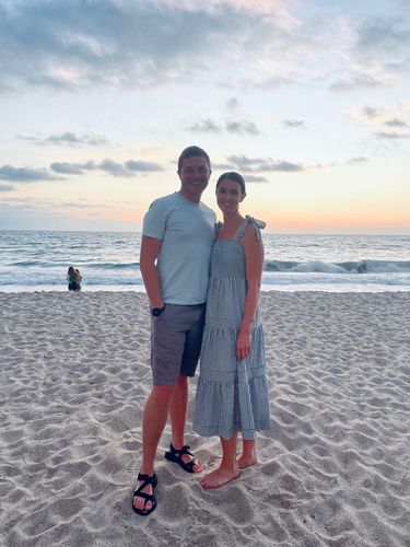 Customer photo review of The Raymond Striped Ribbon Tie Midi Dress