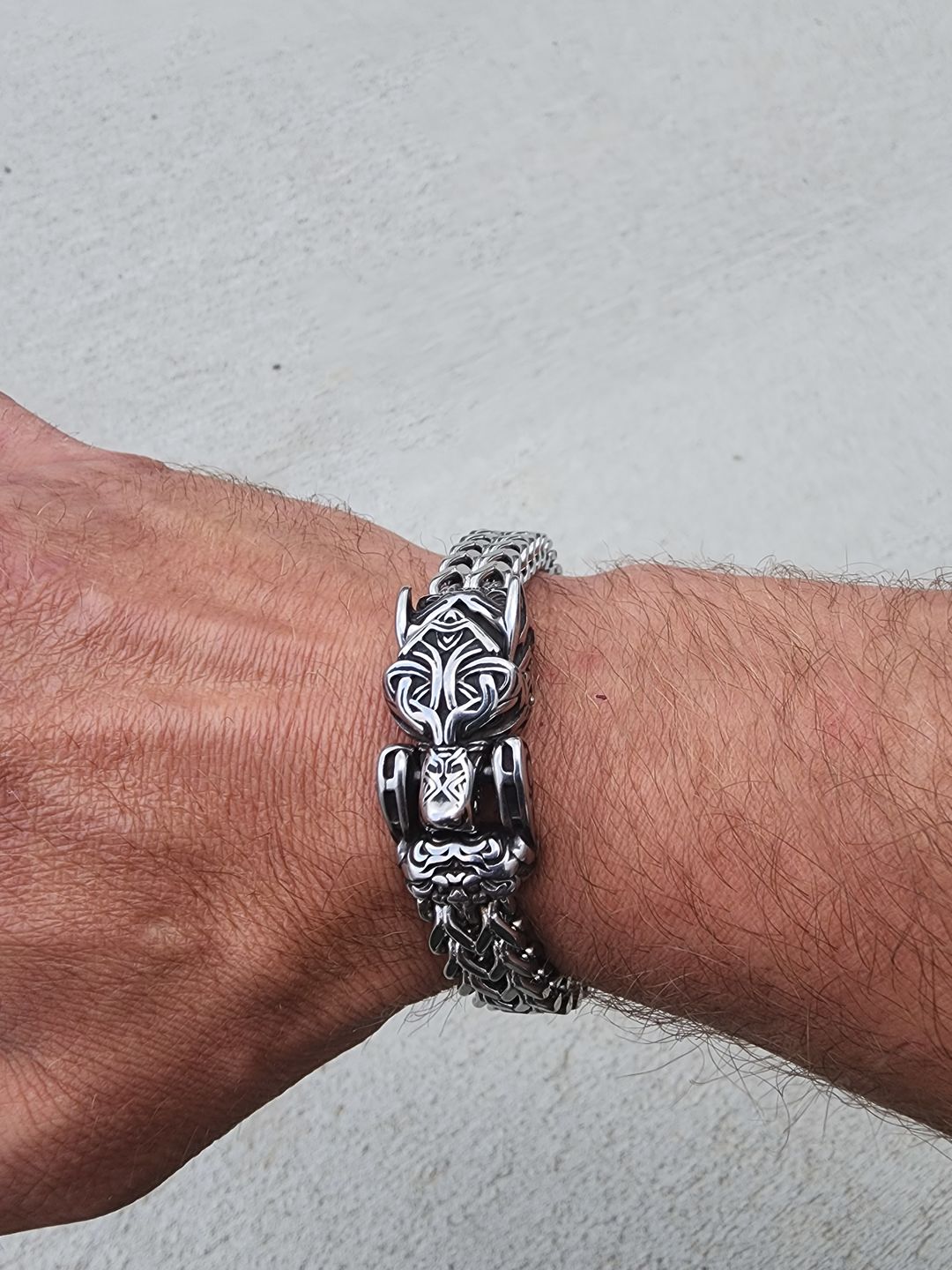 Customer photo review of Fenrir - The Great Wolf - Stainless Steel Bracelet