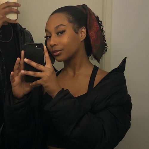 Customer photo review of Curly "Blow Out" Drawstring Human Hair Ponytail Extension