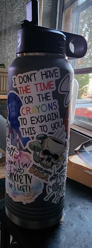 Customer photo review of Decorate Your Own | 32oz Insulated Bottle with Straw and Spout