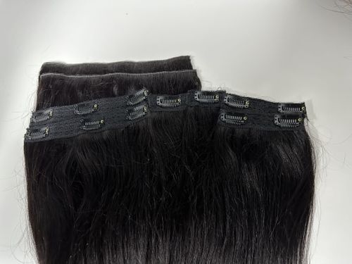 Customer photo review of Clip Ins Extension Straight 12A+ Virgin Human Hair Extension