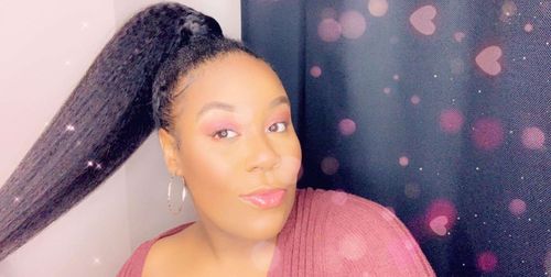 Customer photo review of Kinky Straight Wrap-around Magic Velcro With Clip In Human Hair Ponytail Extension