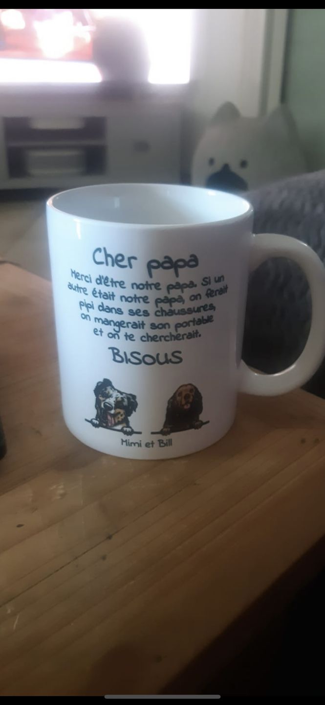 Customer photo review of Cher papa (chien) - Mug personnalisé