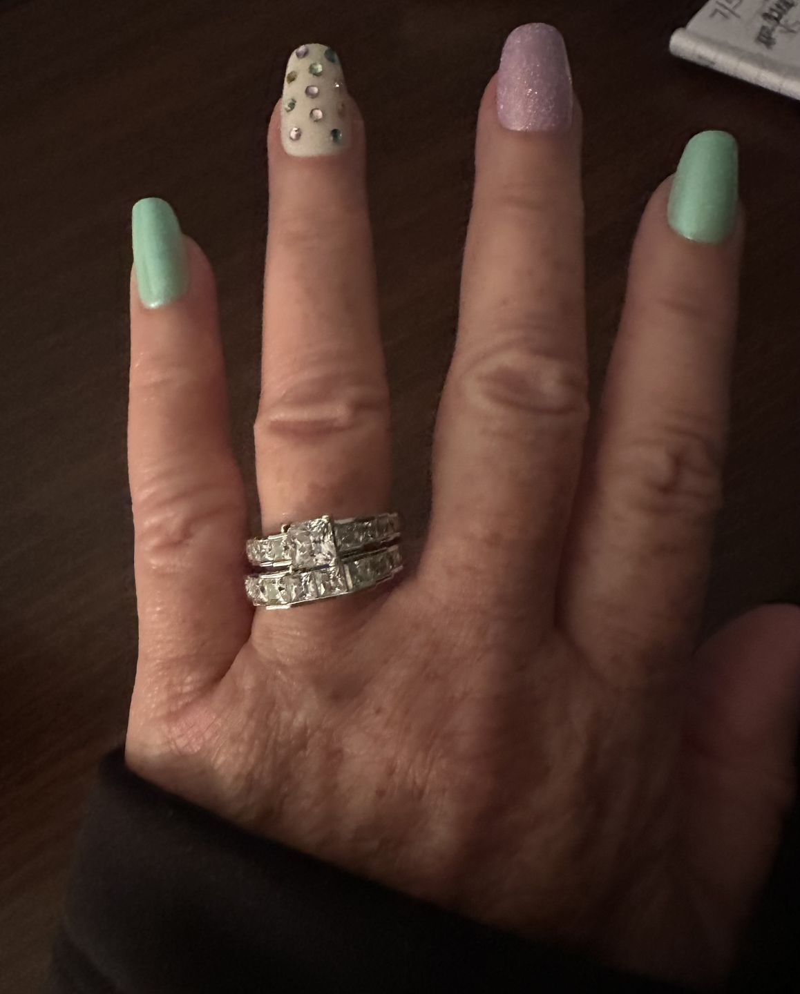 Customer photo review of Princess Cut Moissanite Channel Set Engagement Ring