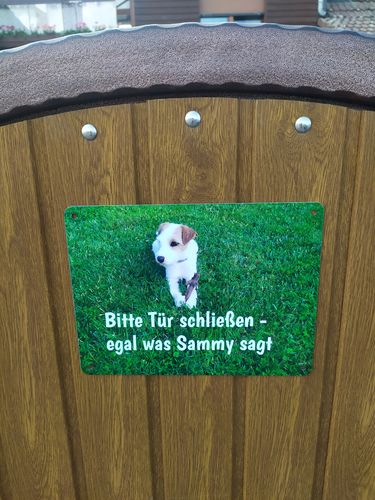 Customer photo review of Hunde-Türschild mit Foto & Wunschtext