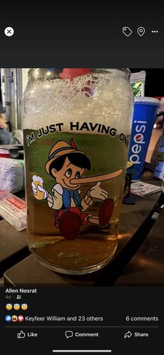 Customer photo review of (v.minor imperfection) Pack of 2 x “Pinocchio" 16oz glasses