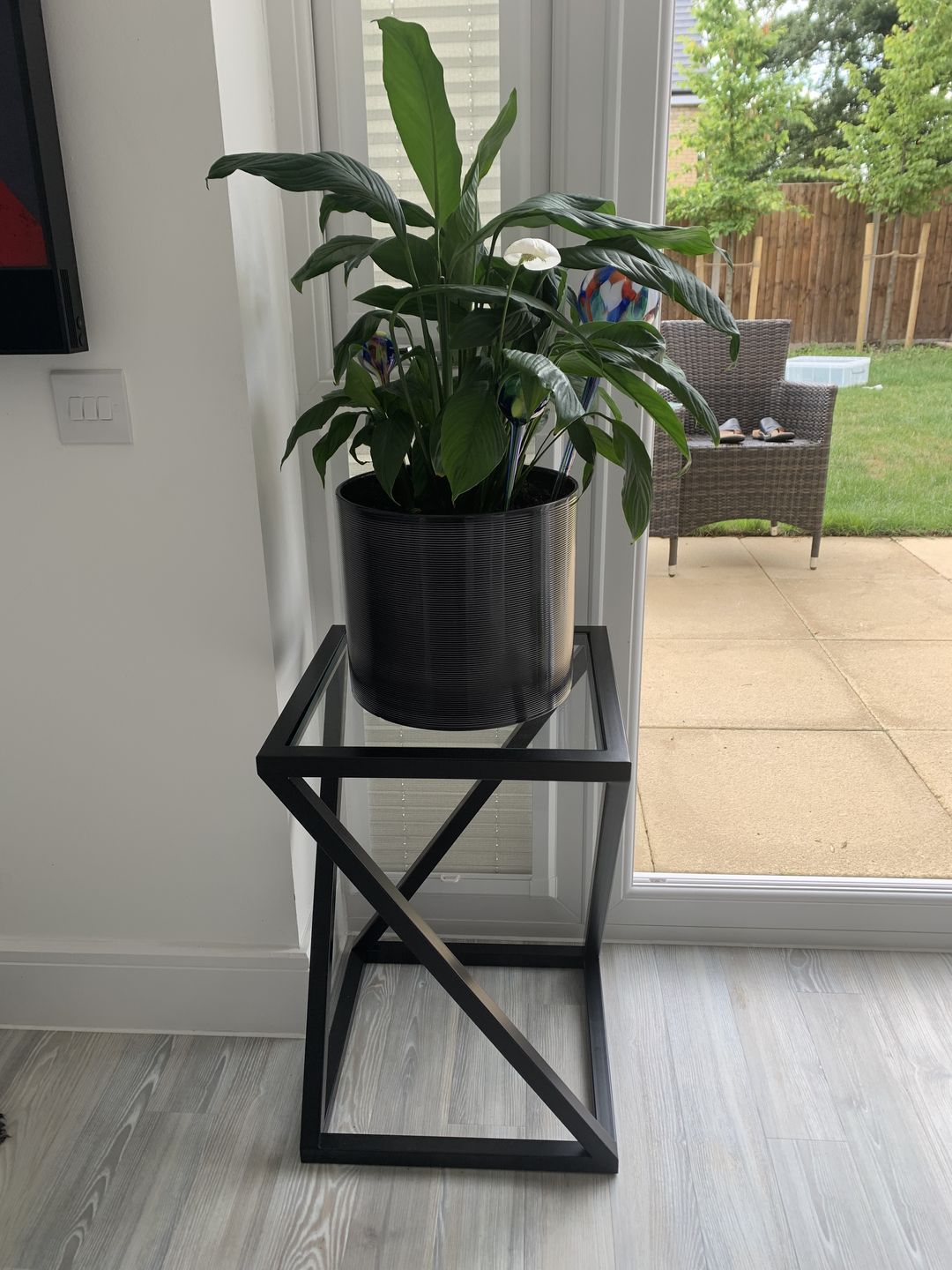 Customer photo review of Twisted Glass Matte Black Side Table