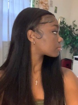 Customer photo review of 4C Edges | Luvwin 180% Density Straight with Yaki Edges Free Parting Undetectable Lace Front Wig | Afro Inspired