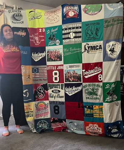 T-shirt quilt featuring mid buchanan dragons, st. joseph trojans by CINDY from MO