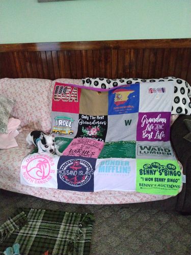 T-shirt quilt with bingo, auctions themes by Sherry from NY