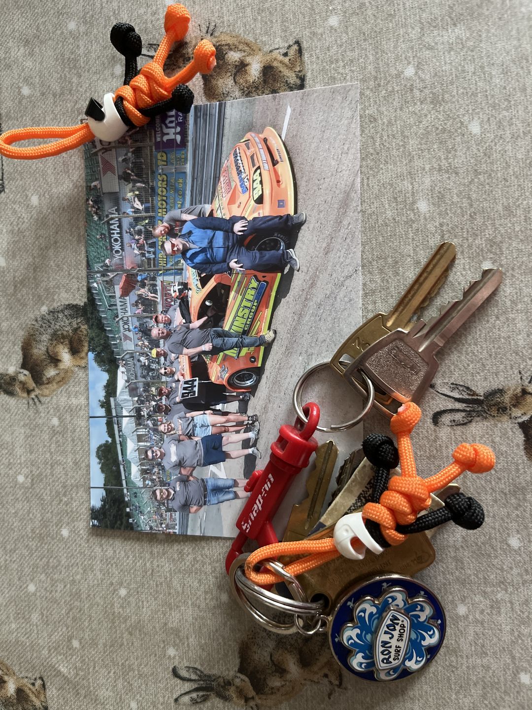 Customer photo review of Orange Biker Buddy Paracord Keychain