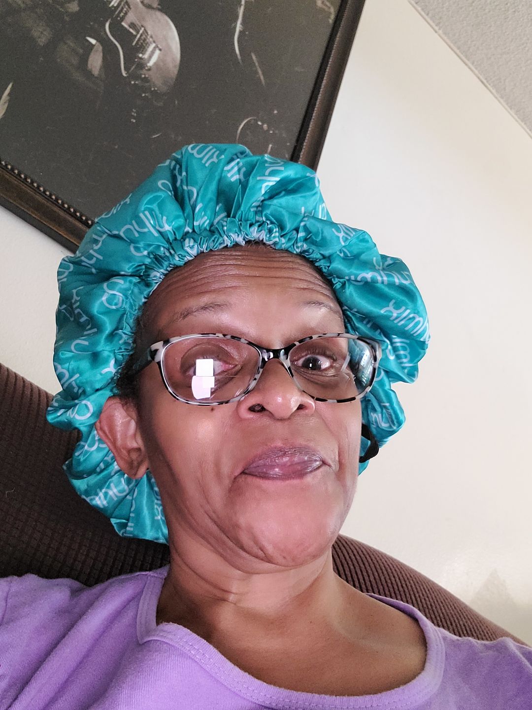 Customer photo review of CurlMix Satin Bonnet 2-in-1 Reversible with Adjustable Drawstring