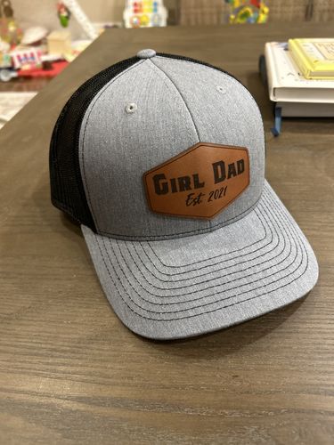 Customer photo review of Custom Leather Patch Trucker Hat - Richardson 112