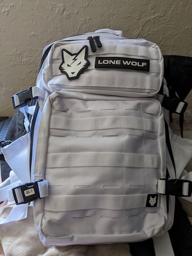Customer photo review of Gen 3 White 45L Backpack