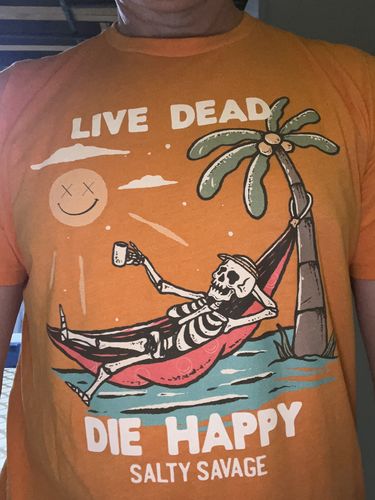 Customer photo review of Salty Savage Unisex Yin Yang Beach Tee
