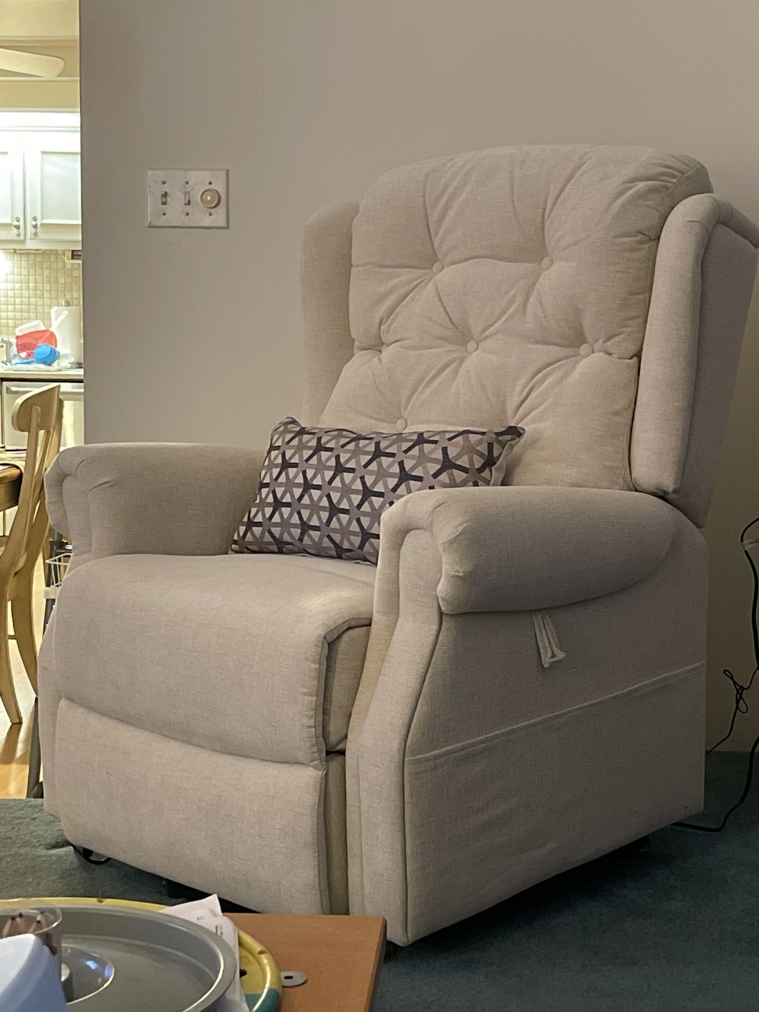 Customer photo review of 9199 Power Lift Recliner With Heat&Massage(Medium, Chenille Beige)