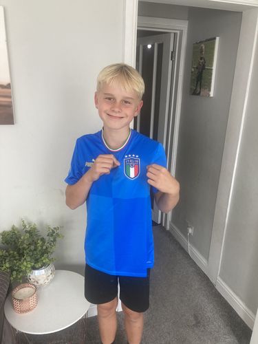 Customer photo review of Kids Mystery Football Shirt