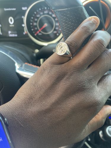 Customer photo review of Gemini Small Signet Ring