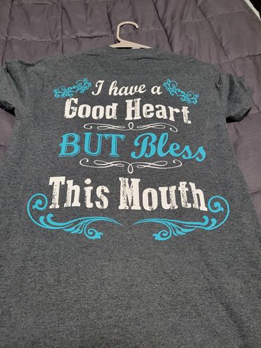 Customer photo review of Bless this Mouth - Grey/Aqua