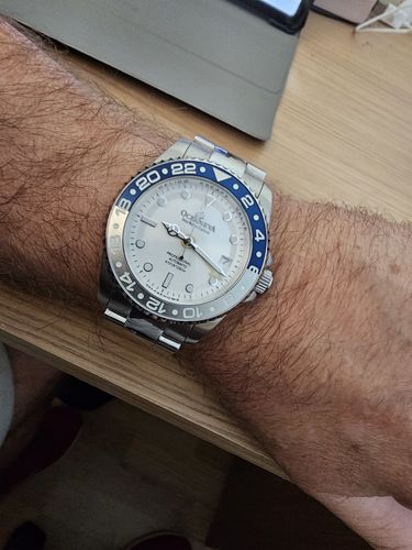 Customer photo review of Oceaneva™ Men's GMT Automatic Deep Marine Explorer 1250M Pro Diver Silver Dial Watch
