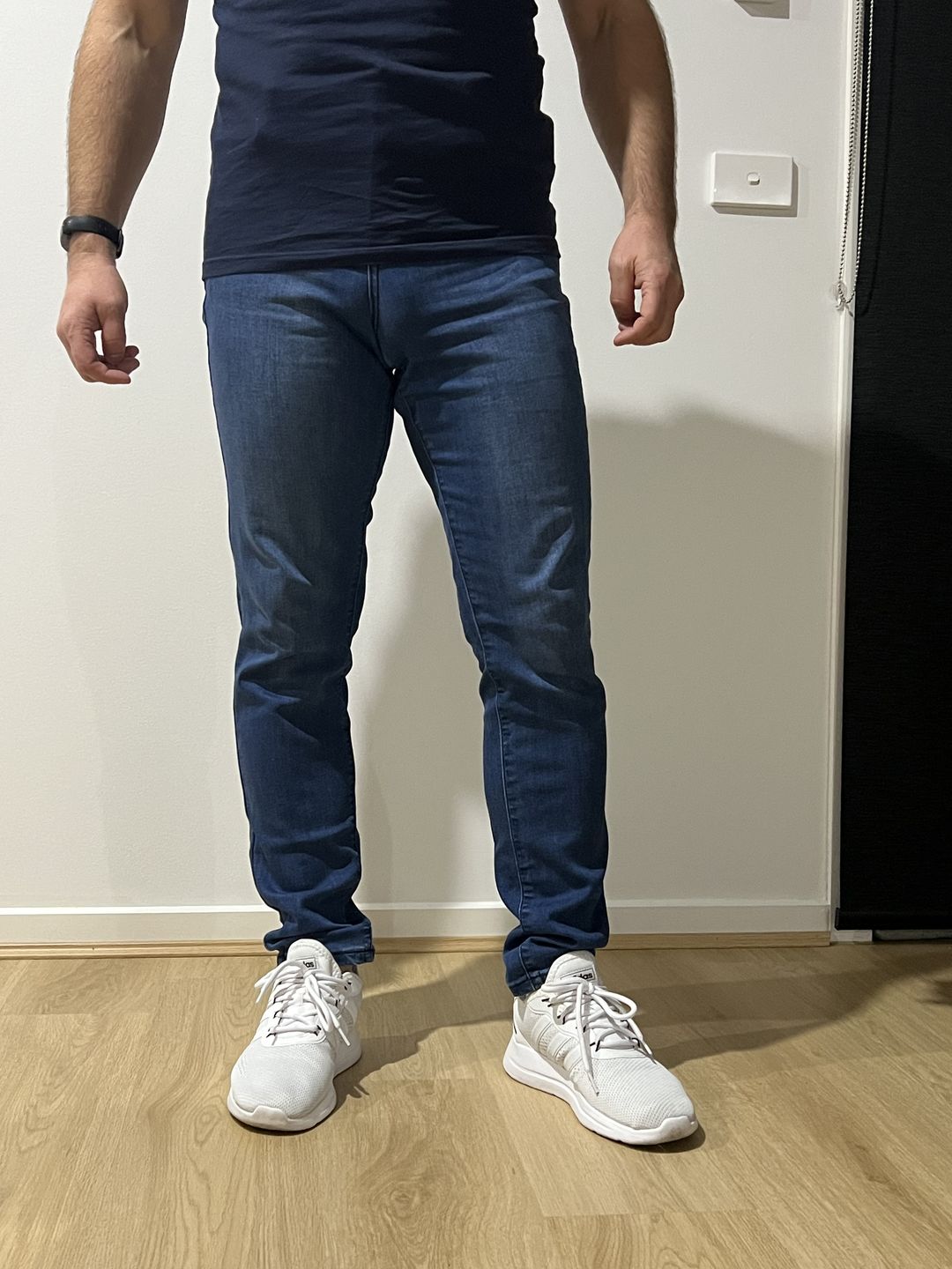 Customer photo review of Active Tapered Slim Fit Jeans - Indigo