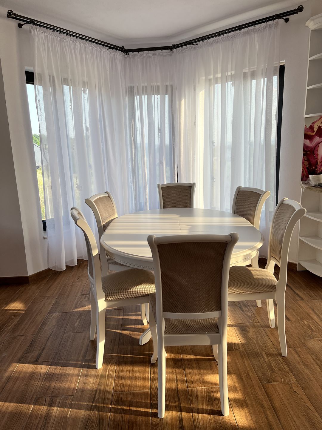 Customer photo review of Scaun MN-SC, alb/bej, stofa/lemn, 45x42x96 cm