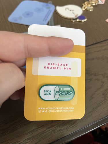 Customer photo review of Dis-ease Pin (Green/White)