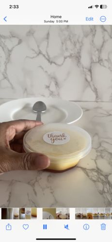 Customer photo review of Oven Safe Plastic Small Pudding/Flan Pan With Lid - 10 Pack (120ml)