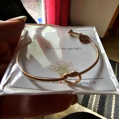 Customer photo review of AC "Tie The Knot" Coin Initial Bracelet