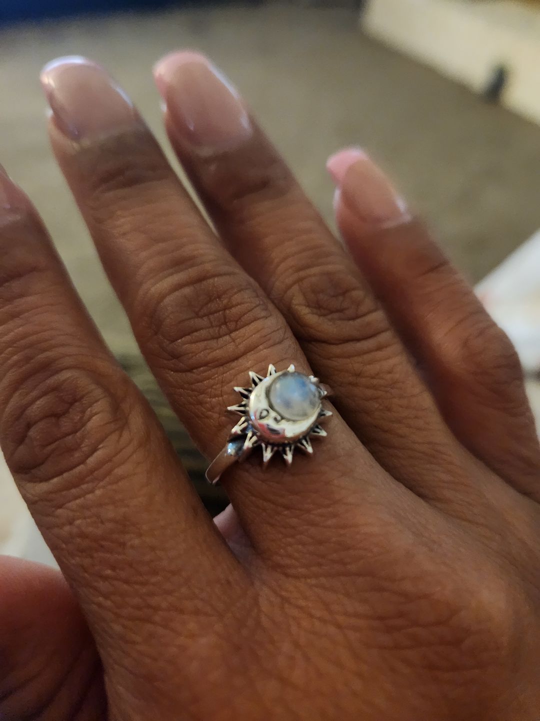 Customer photo review of Sun and Moon Moonstone Ring Sterling Silver