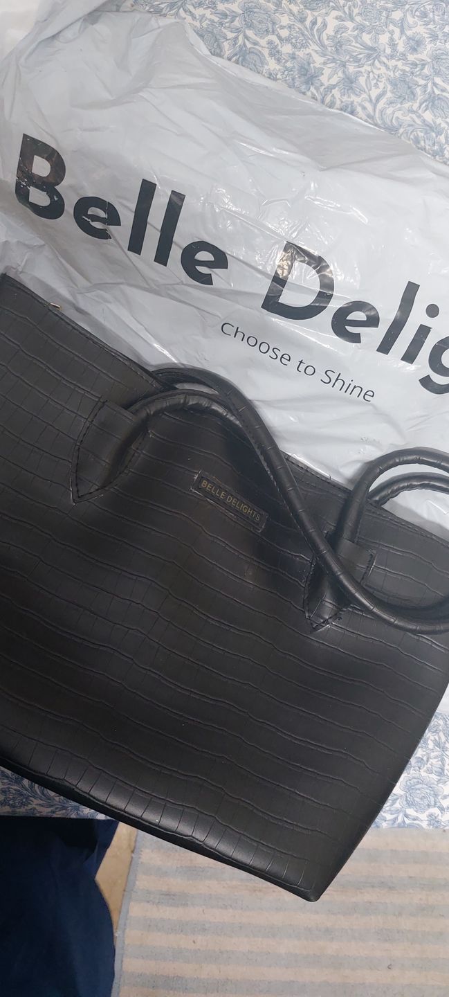 Customer photo review of Black Belle Croc Tote Bag