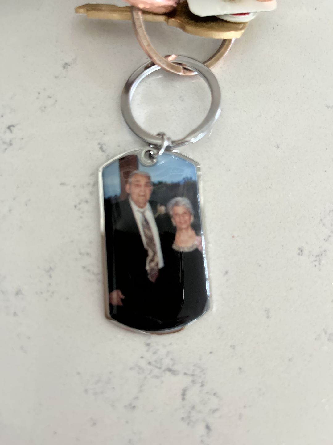 Customer photo review of I Will Carry You With Me Until, Personalized Keychain, Memorial Gifts, Custom Photo