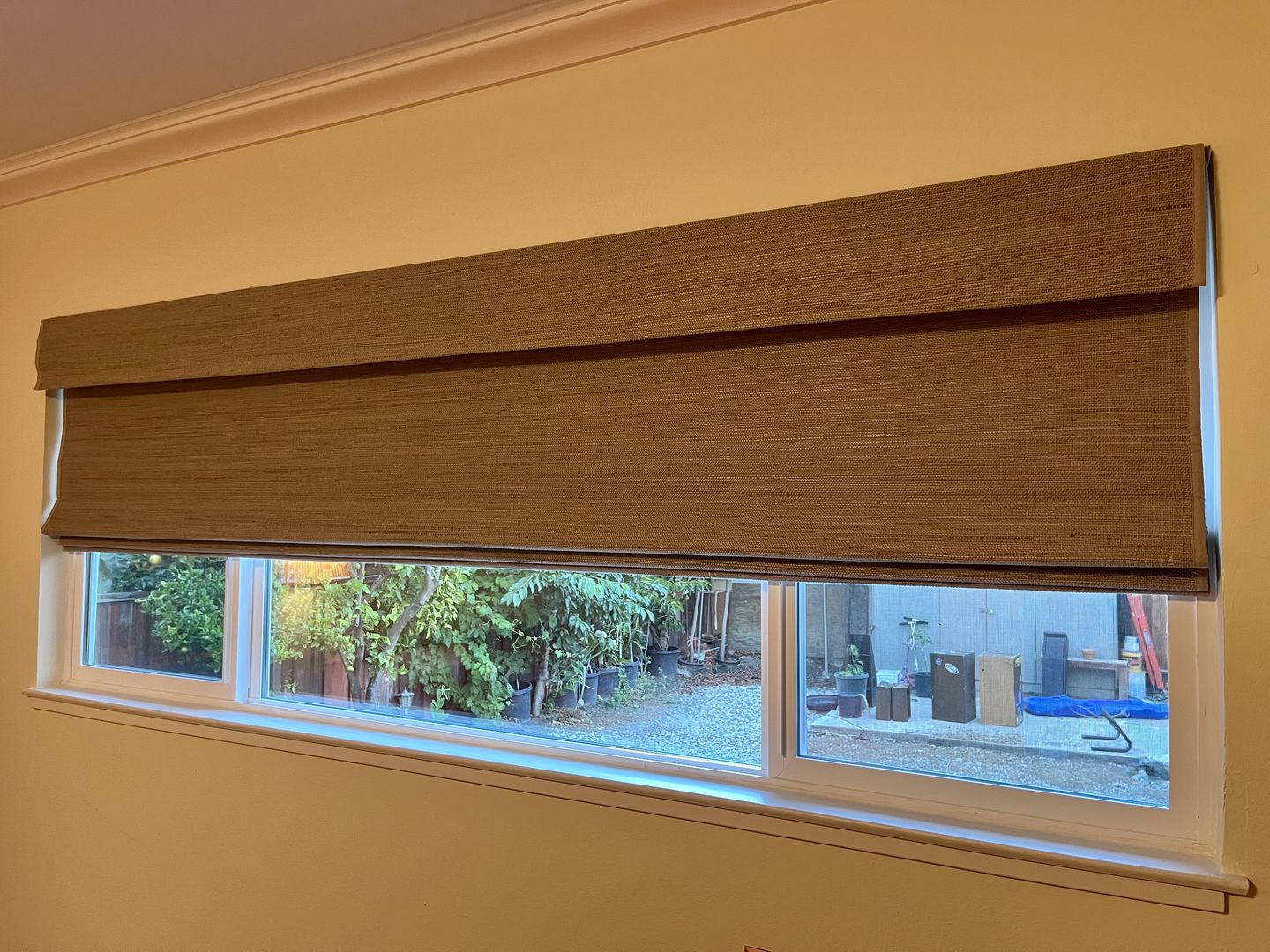Customer photo review of SmartWings Motorized Woven Wood Shades 50%/70%/100% Blackout Orithyia