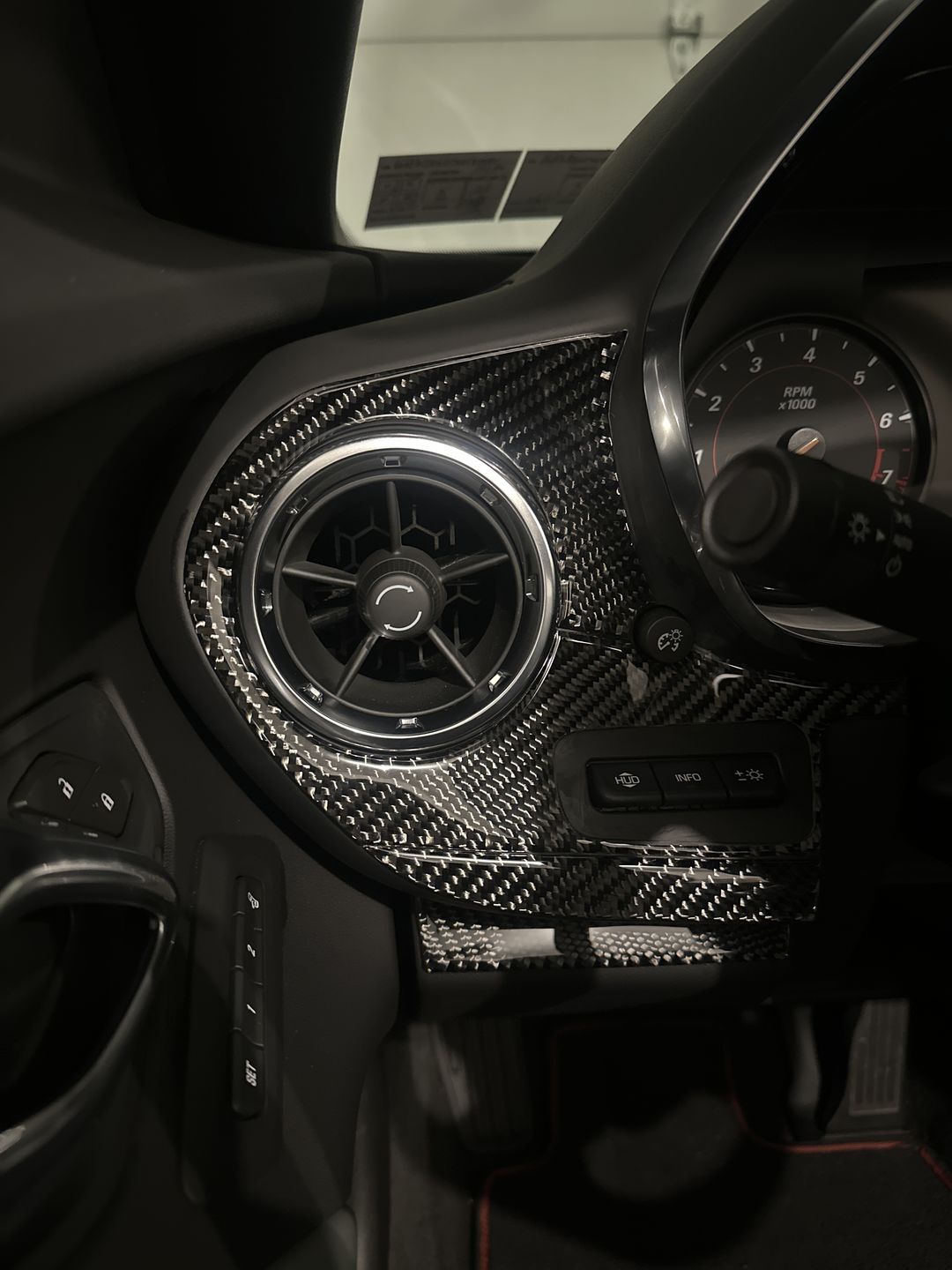 Customer photo review of Real Carbon Fiber Driver Side Dash Overlay for 2016-2023 Chevy Camaro