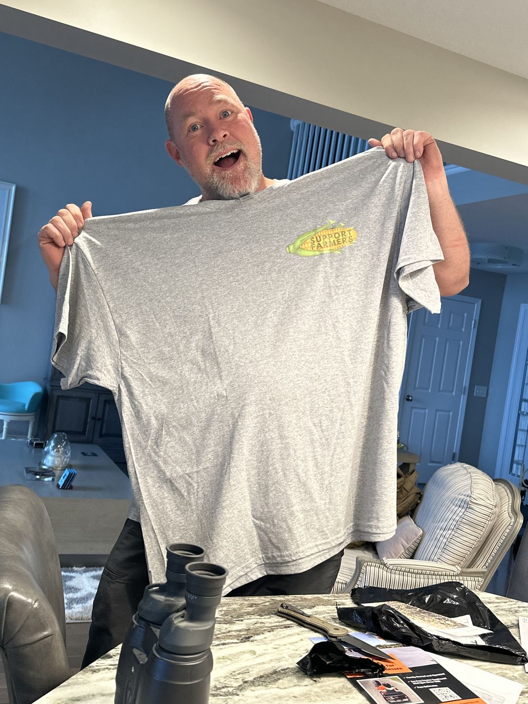 Customer photo review of 'Support Farmers' Corn Tee