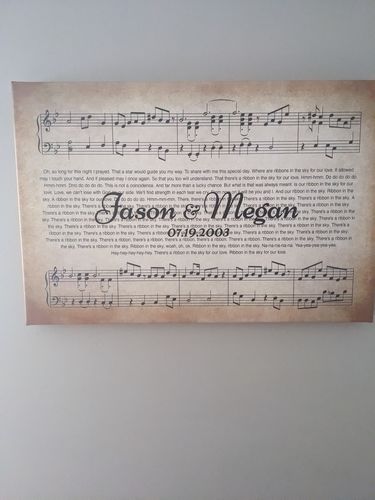 Customer photo review of Song Lyrics On Canvas Custom Wall Art