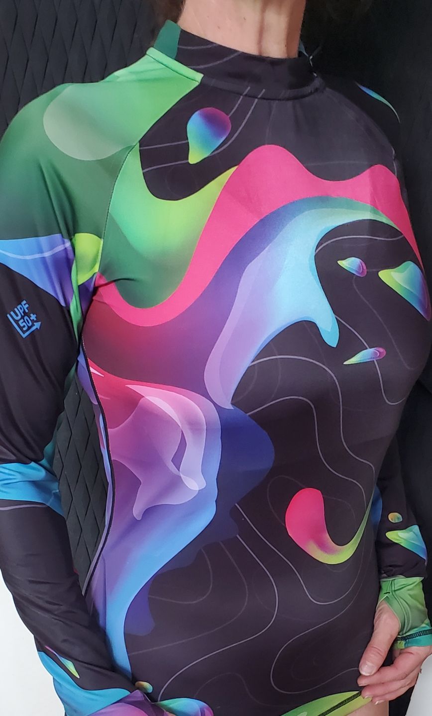 Customer photo review of Long Sleeve Rash Guard for Women UPF 50+ | Rainbow Black