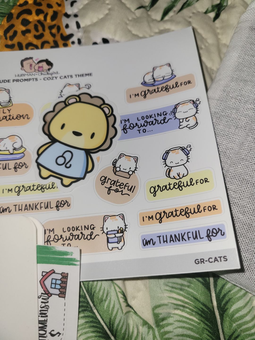 Customer photo review of Sticker Sheet - Gratitude Prompts Cozy Cat Theme