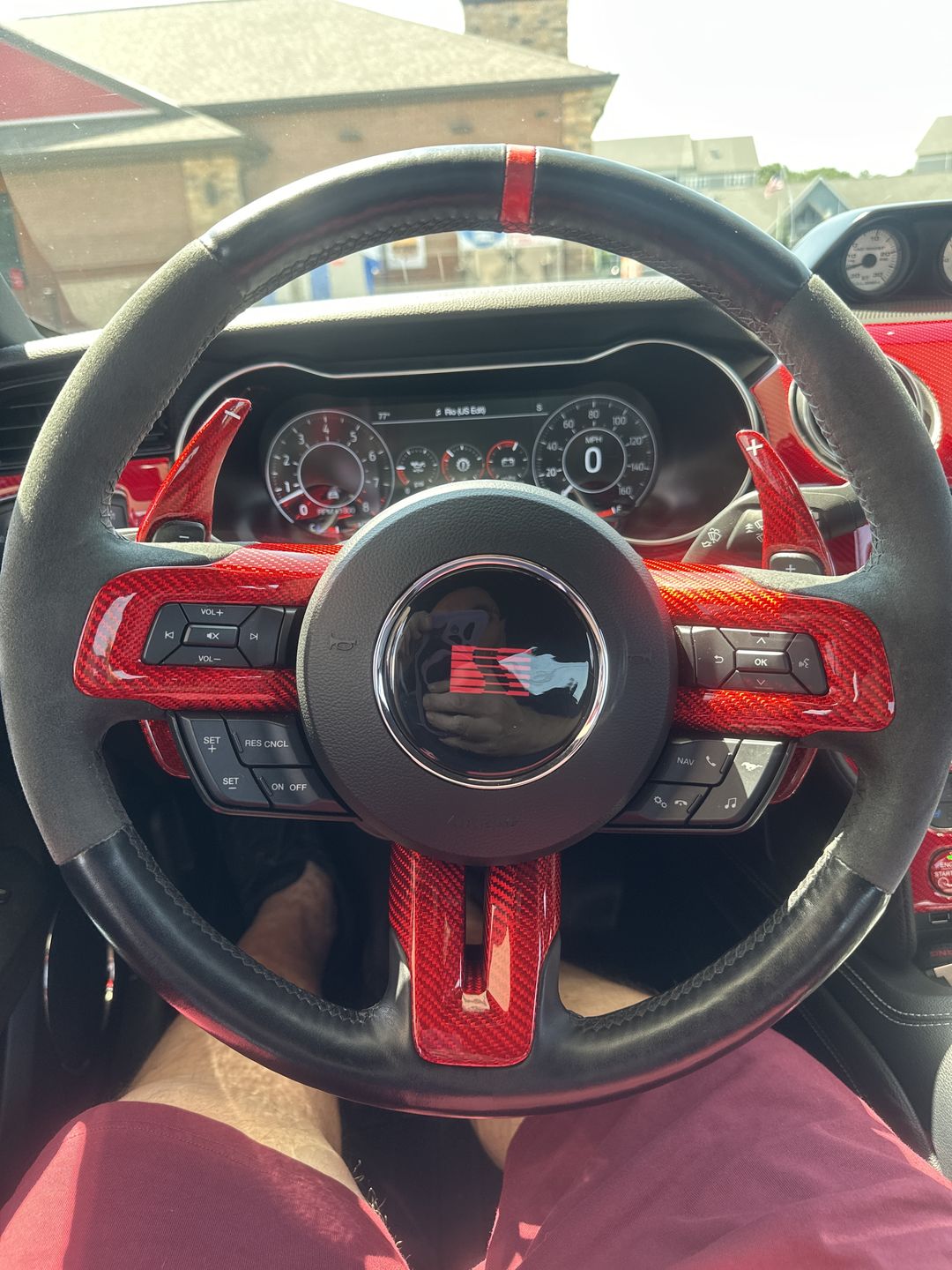Customer photo review of [3pcs] Carbon Fiber Steering Wheel Chrome Delete Cover For Ford Mustang 2015-2023