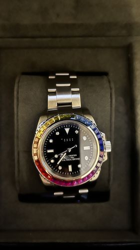 Customer photo review of Pascal Luxe Bezel Diamond Watch (Color Gemstone Bezel)