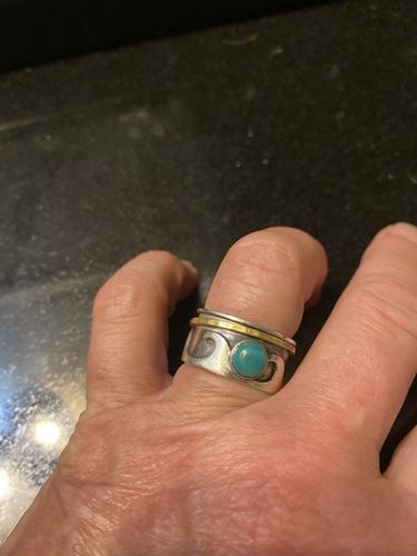 Customer photo review of Fidget Wave Turquoise Ring Sterling Silver