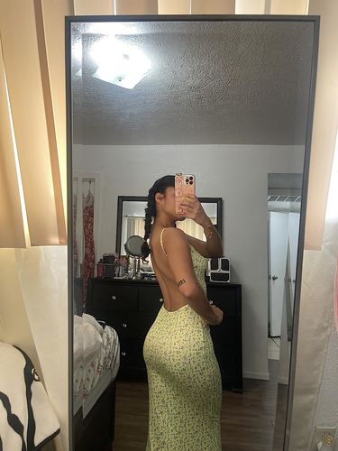 Customer photo review of Mathea Backless Maxi Dress