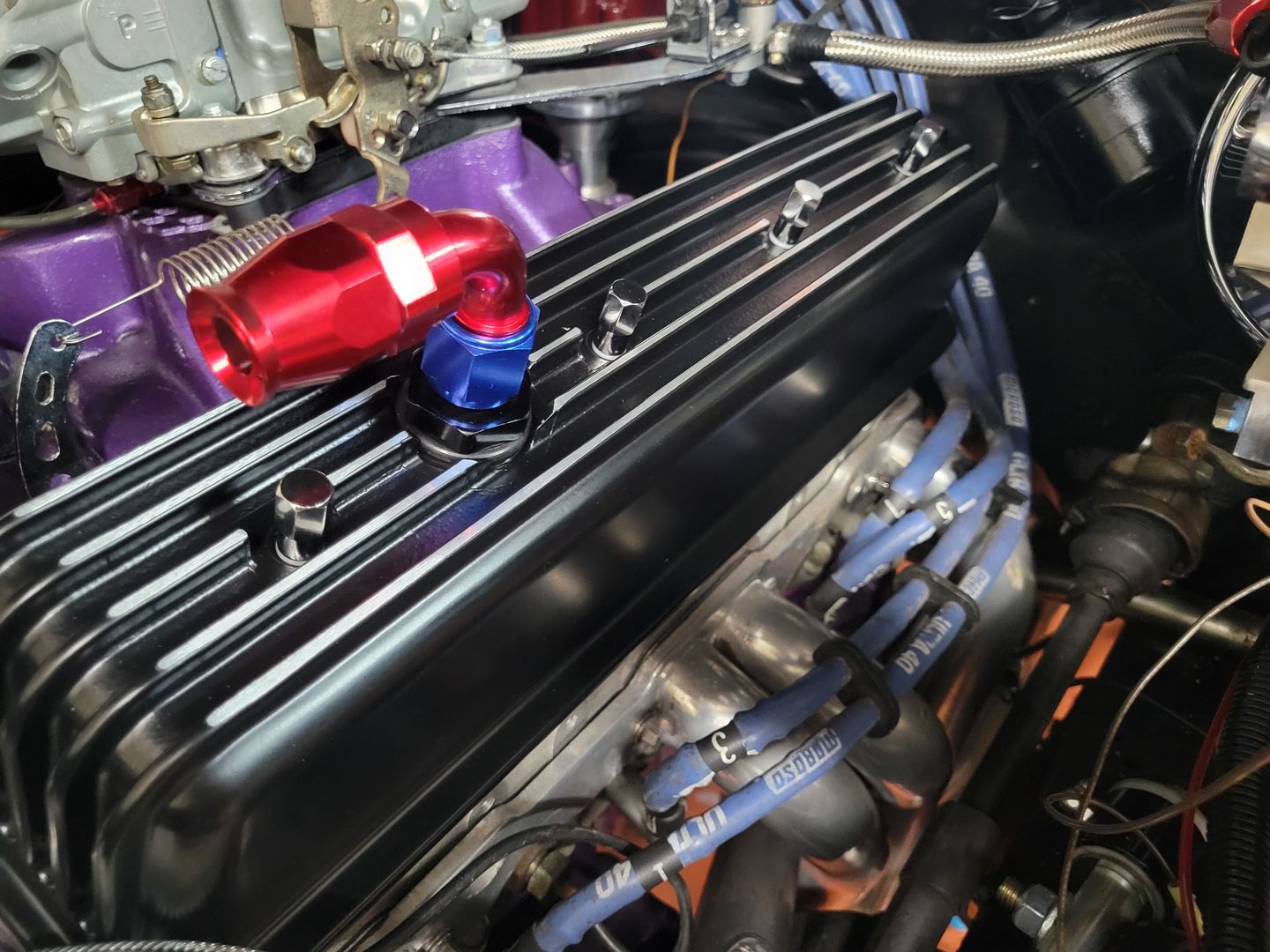Customer photo review of SBC 10AN Valve Cover Adapter Fittings for Push-In Grommet (Pair) 34-00031