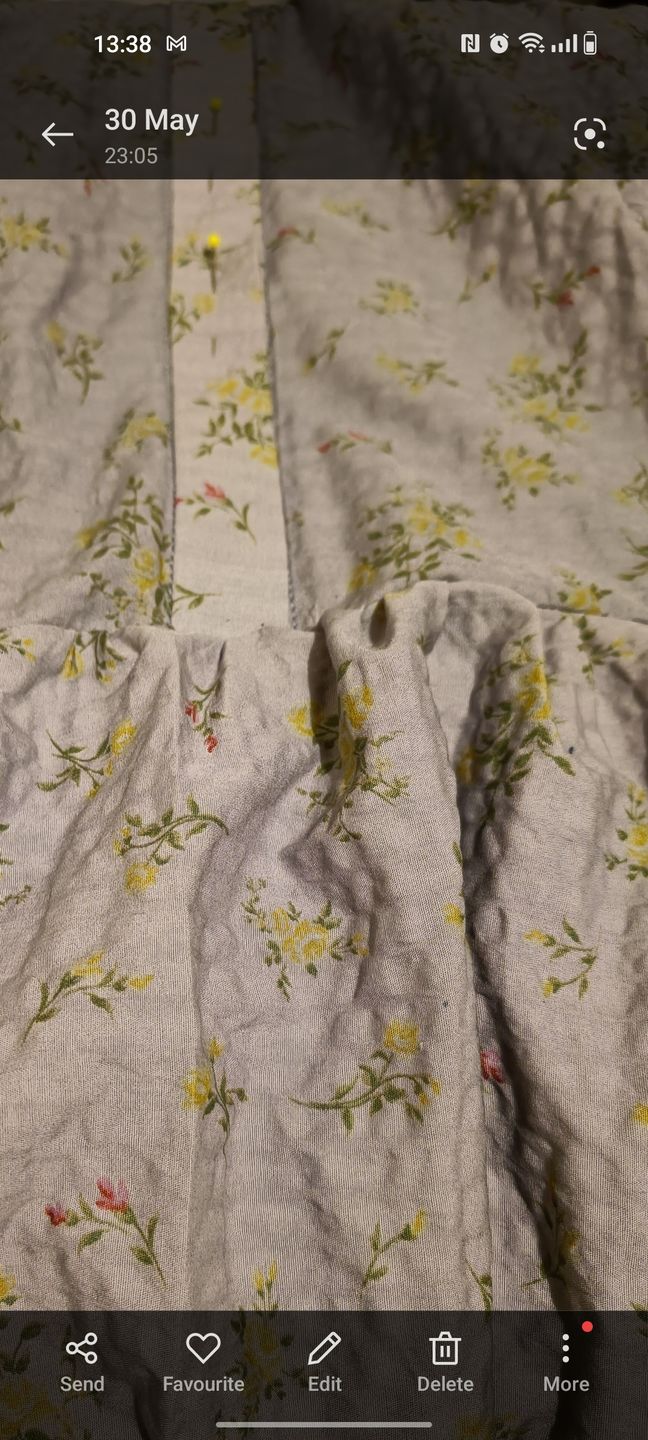 Customer photo review of Yellow and Pink Ditsy Flowers on Pink Seersucker Fabric