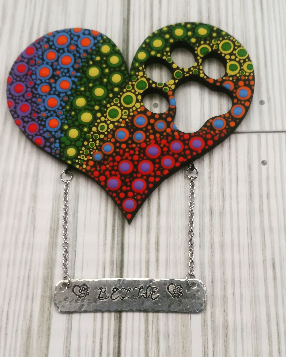 Customer photo review of Unfinished Wood Pawprint Heart Shape - Craft - up to 36"