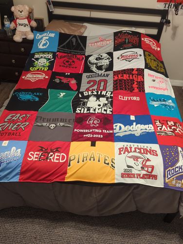 T-shirt quilt featuring east river football team, seebred pirates by Sarah from FL